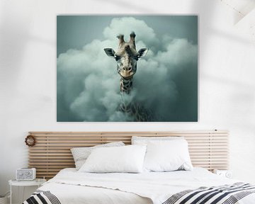 In de wolken | Giraffe | surrealistisch van Eva Lee