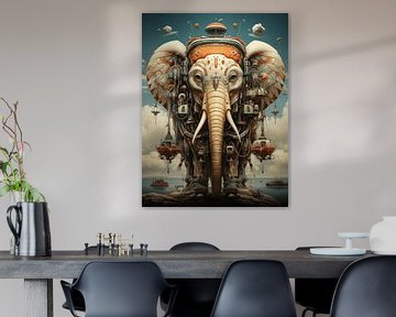 Olifant onderweg | surrealistisch van Eva Lee