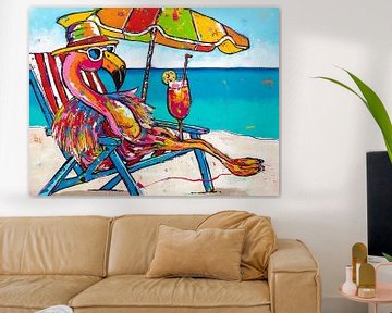 Flamingo retreat van Happy Paintings