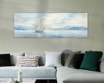 Light Blue Watercolour Sailboat by Abstract Painting