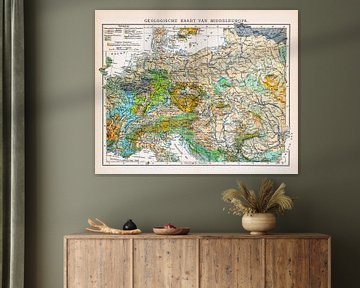 Central Europe, geological. Vintage map ca. 1900 by Studio Wunderkammer