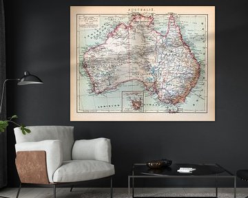 Australie. Carte d'époque vers 1900 sur Studio Wunderkammer