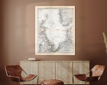 Noordzee, zeekaart. Vintage kaart ca. 1900 van Studio Wunderkammer