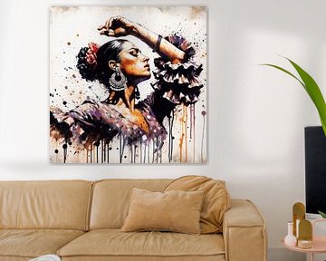 Aquarelle de la danseuse flamenco #1 sur Chromatic Fusion Studio