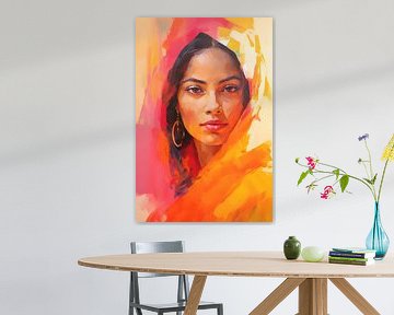 Colourful Indian Portrait by But First Framing