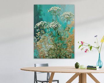 Zomerse Serenade: Fluitenkruid in Zacht Turquoise van Retrotimes