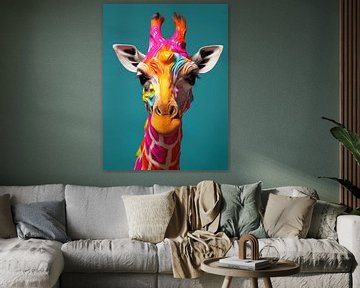 Art Print van Majestueuze Giraffe van Eva Lee