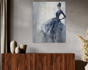 Abstraktes und elegantes Porträt in Blau und Weiß von Studio Allee