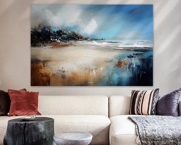Strand Schilderij | Blauw Schilderij | Zee Schilderij van AiArtLand