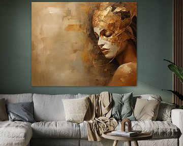 Vrouw Abstract Goud van Blikvanger Schilderijen