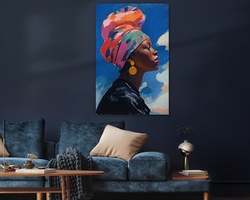 Afrikaanse vrouw | Afrikaanse vrouw van Abstract Schilderij