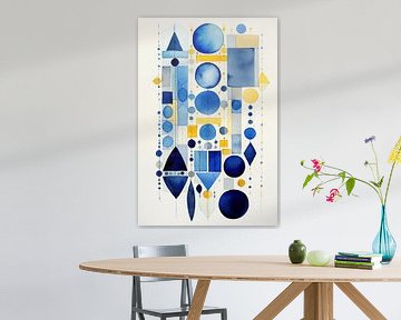 Blauwe Harmonie van Abstract Schilderij