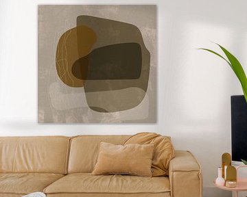 Abstract organic shapes in ocher, brown, beige and off white by Dina Dankers