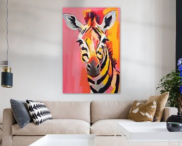 Colourful Abstract Zebra by But First Framing