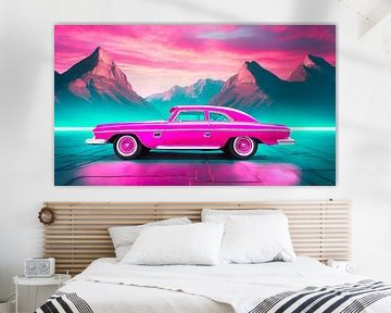 Pinker Auto in der Landschaft von Mustafa Kurnaz