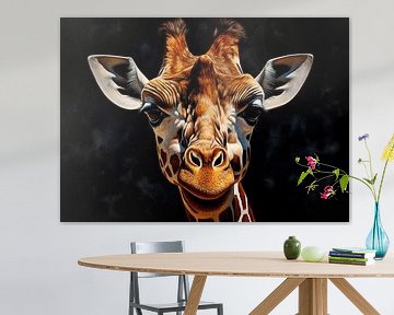 Portrait expressif d'une girafe sur Tableaux ARTEO