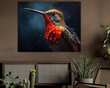 Gros plan sur la splendeur du colibri sur Tableaux ARTEO