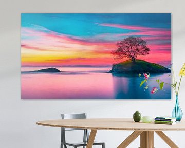 Paysage avec coucher de soleil