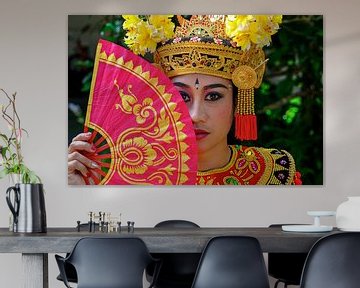 Balinese Legong dancers with fan by Jan Bouma