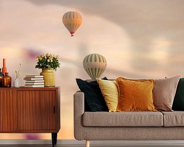 Atmosphere image hot air balloons at sunrise