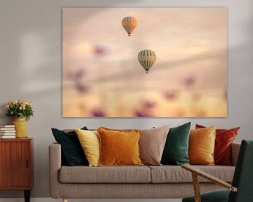 Atmosphere image hot air balloons at sunrise