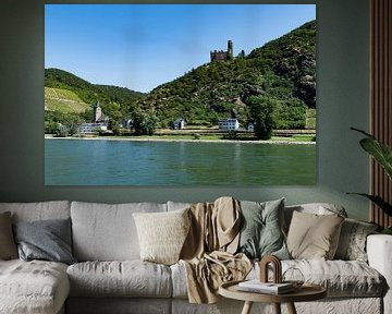Welmich und Schloss Maus am Ostufer des Rheins von Wim Stolwerk