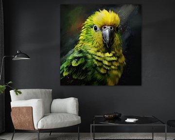 Regard d'un perroquet | Portrait d'un perroquet sur Tableaux ARTEO