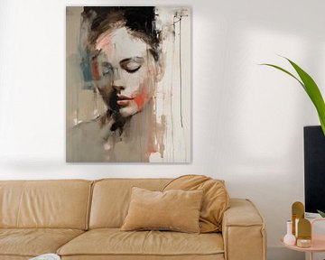 Modern and abstract portrait in light colours by Carla Van Iersel