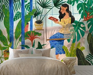 Reading in the tropical plant greenhouse by Caroline Bonne Müller