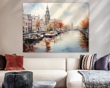Croquis du paysage d'Amsterdam sur PixelPrestige