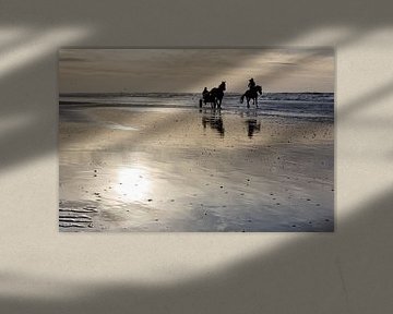 Pferde am Strand bei Sonnenuntergang von eric van der eijk