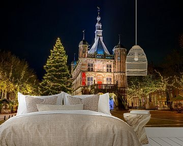 Deventer Brink town square at the Waag with a Christmas tree by Sjoerd van der Wal Photography