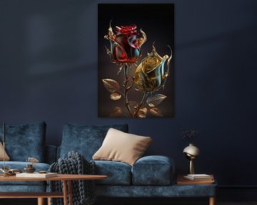 A red and gold rose