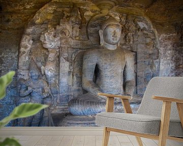 Zittende Boeddha, de Gal vihara, Sri Lanka van Rietje Bulthuis