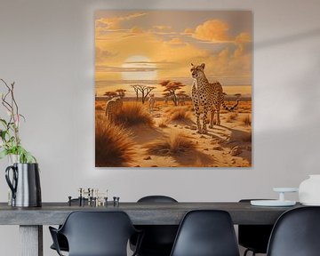 Jachtluipaarden in savanne van TheXclusive Art