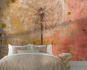 Gold und Pink Rustikale Löwenzahn-Abstracts von Floral Abstractions