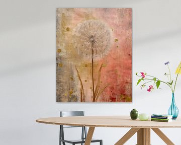 Goud en roze rustieke paardenbloem abstracts van Floral Abstractions