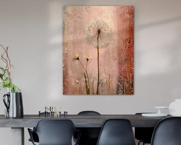 Rustic dandelion abstracts pink
