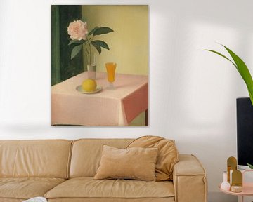 Nature morte avec une rose aux couleurs pastel sur Studio Allee