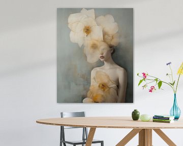 Romantisch portret met bloemen in zachte tinten van Carla Van Iersel
