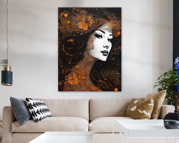 Abstract portrait in black and orange by Retrotimes