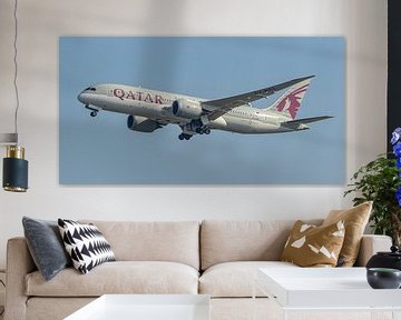 Opstijgende Qatar Airways Boeing 787-8 Dreamliner.