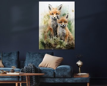 Natural Harmony | foxes | watercolour by Eva Lee