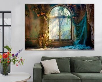 Verlaten plekken, kasteel woonkamer van BowiScapes abstract en digitale kunst
