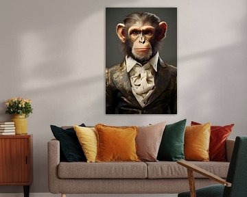 Chimpanzee Portret met Stijl van But First Framing