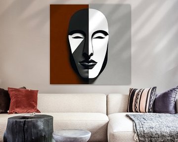 Abstract dubbel masker op smal gezicht in kleur van A.D. Digital ART