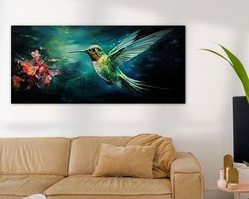 Colibri Artwork Blue sur Blikvanger Schilderijen