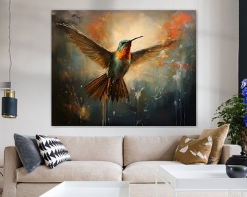 Beauté volatile - œuvre d'art colibri sur Blikvanger Schilderijen