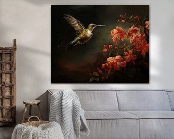 Wings and flowers | Hummingbird Nature Art by Blikvanger Schilderijen
