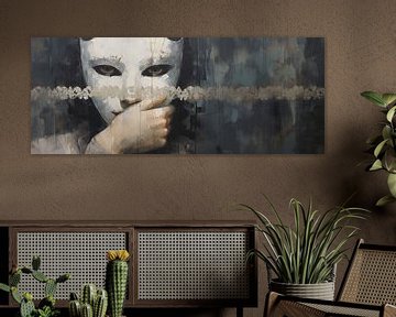 Maske Portrait Gold von Blickfänger Gemälde